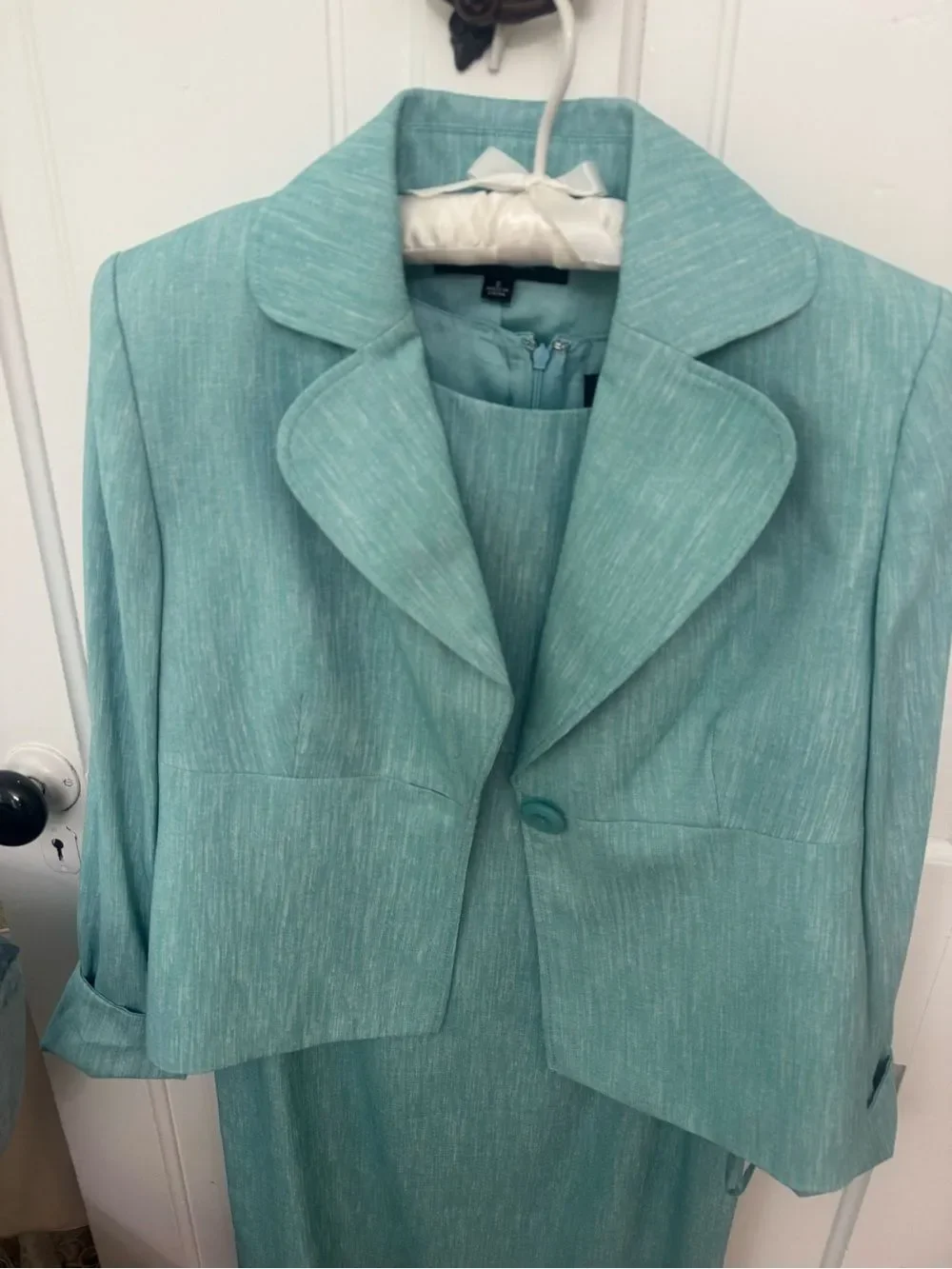 NWT One-Button Jacket & Princess-Seam Sheath Dress SZ 8 in Sea Glass